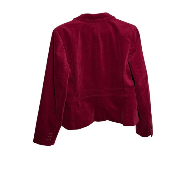 Talbots Burgundy Velvet Blazer Jacket Womens Size 16 Button Closure - Picture 5 of 7
